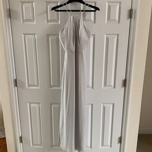 Long High Necked Spaghetti Strap Bridesmaid Dress